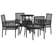Set da Pranzo per Giardino 5 pz | Set Salotto da Giardino Nero polyrattan