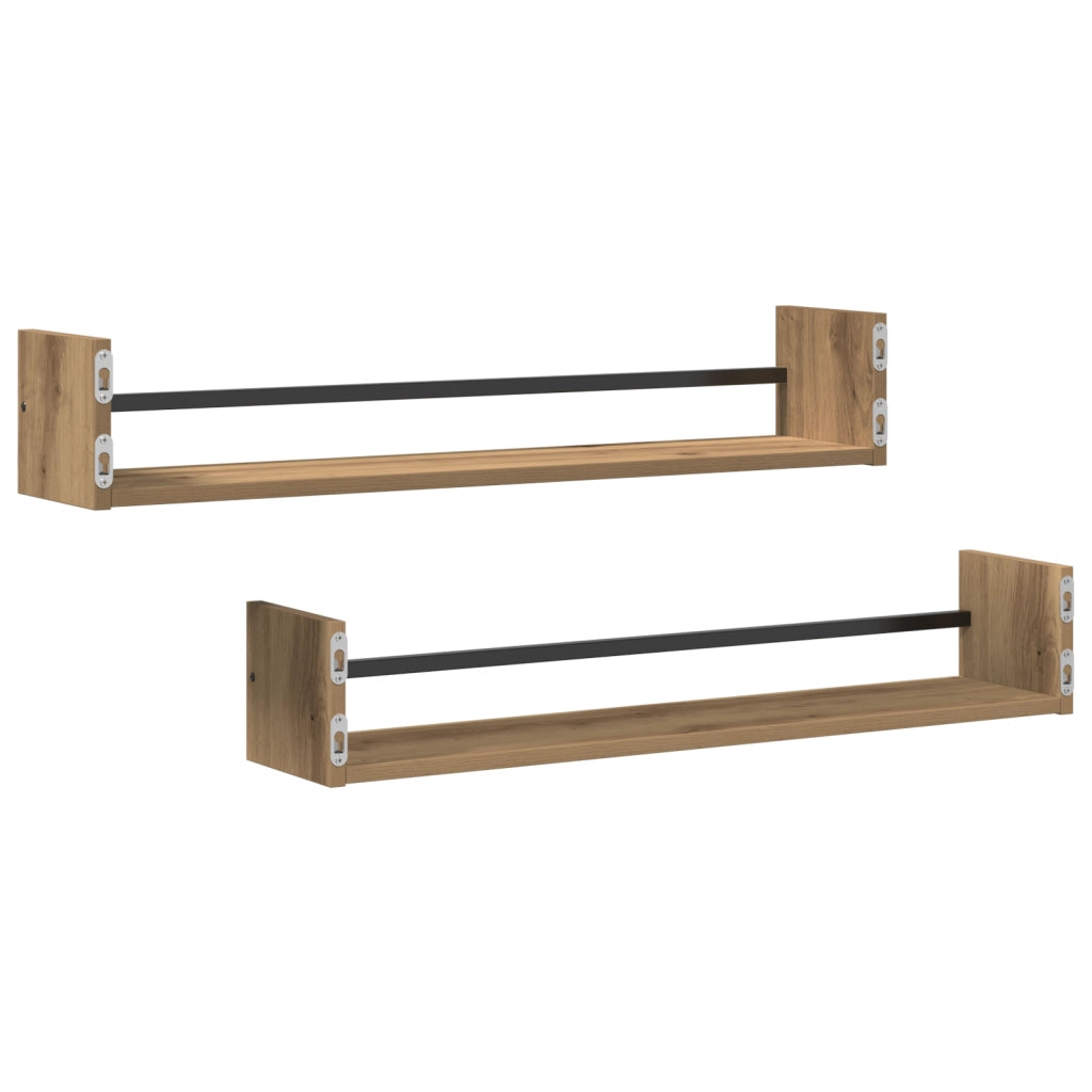 Mensole a muro 2 pz Rovere Artigianale 80x16x14 cm Legno ingegnerizzato