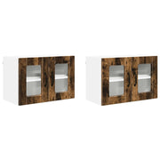 Pensile da cucina | Mobile in vetro da parete PORTO 2 pz Rovere fum¨¦