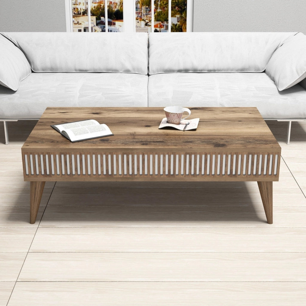 Sangiano, Tavolino da Salotto con Piedini, 105x60x35h cm Marrone Noce