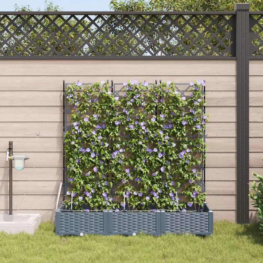 Fioriere | Cassetta per fiori | Vaso da giardino 3 pz Grigio Chiaro 120 x 40 x 126 cm Plastica