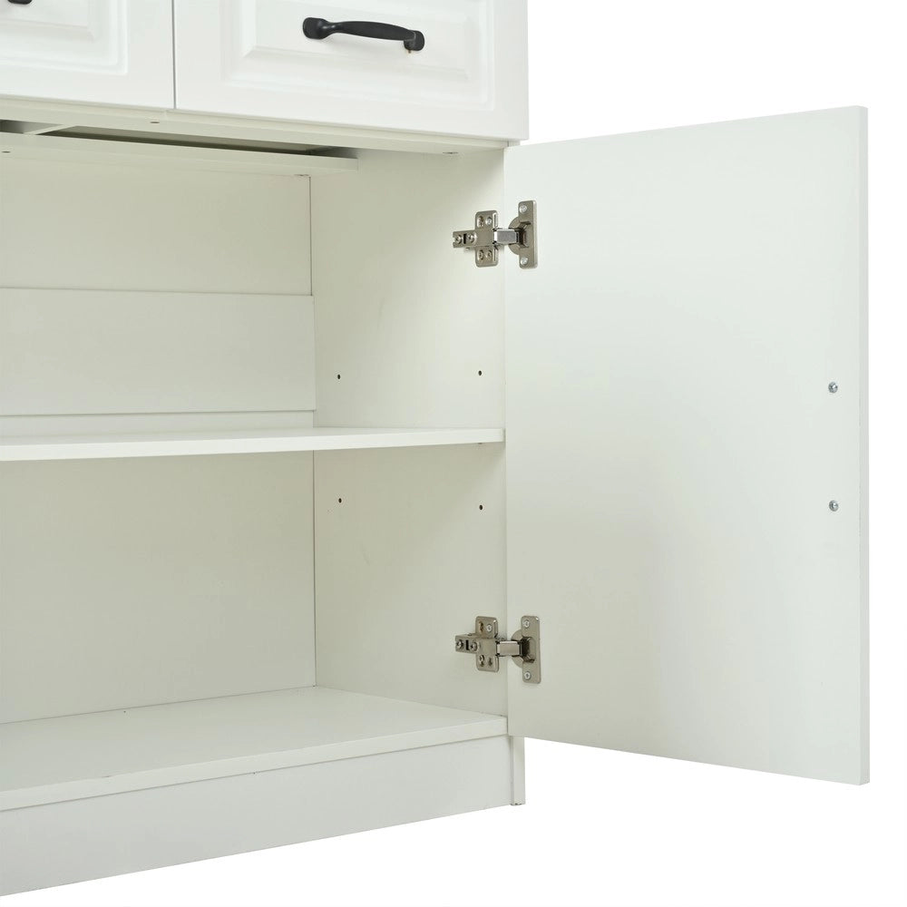Credenza Bianca con Cassetti e Ante in MDF ¨C MINIMAL ¨C 160 cm, Design Moderno per Soggiorno