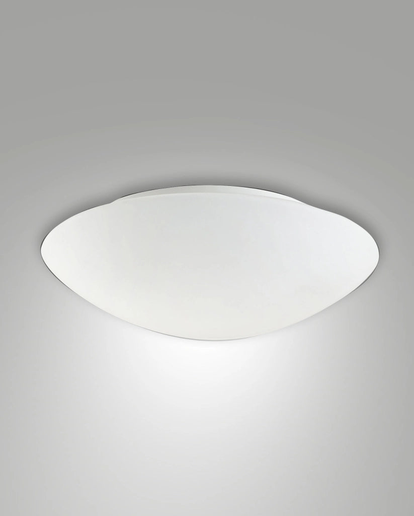 Pandora LED Plafoniera Moderna in Metallo e Vetro Soffiato 36cm, 24W, 2950 lm, 3000K, Dimmerabile a Taglio di Fase, Colore Bianco - IP20 Classe 1