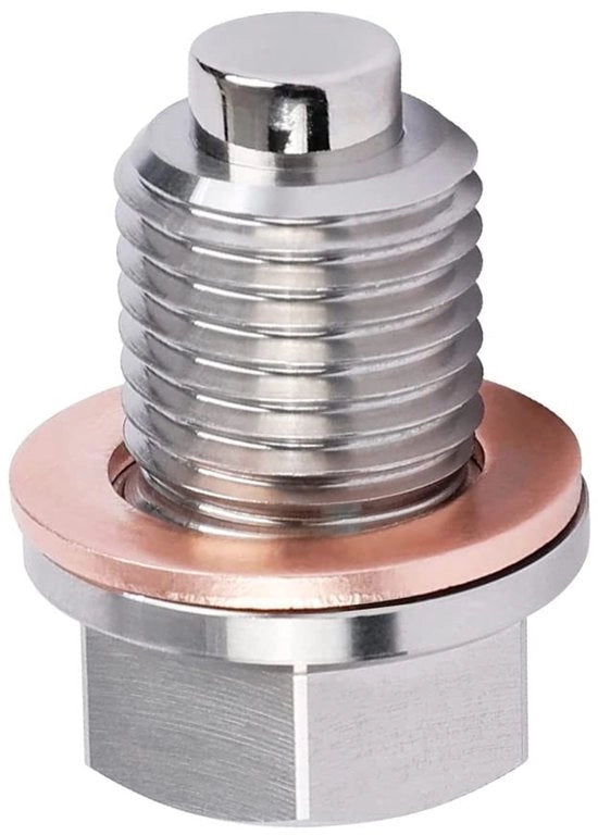 Olio elettrico per auto M12 x 1,5 - Acciaio inossidabile - Magnetico - Adatto per B/M*W - Adatto per Mini - Inclusa guaina di raccordo in rame - Filtro di scarico elettrico