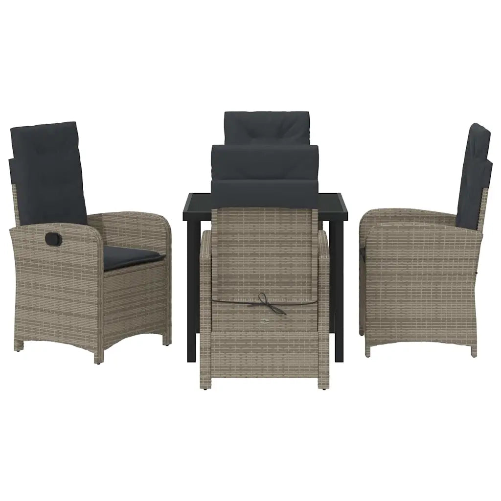 Set da Pranzo per Giardino con cuscino 5 pcs Grigio polyrattan 3380275