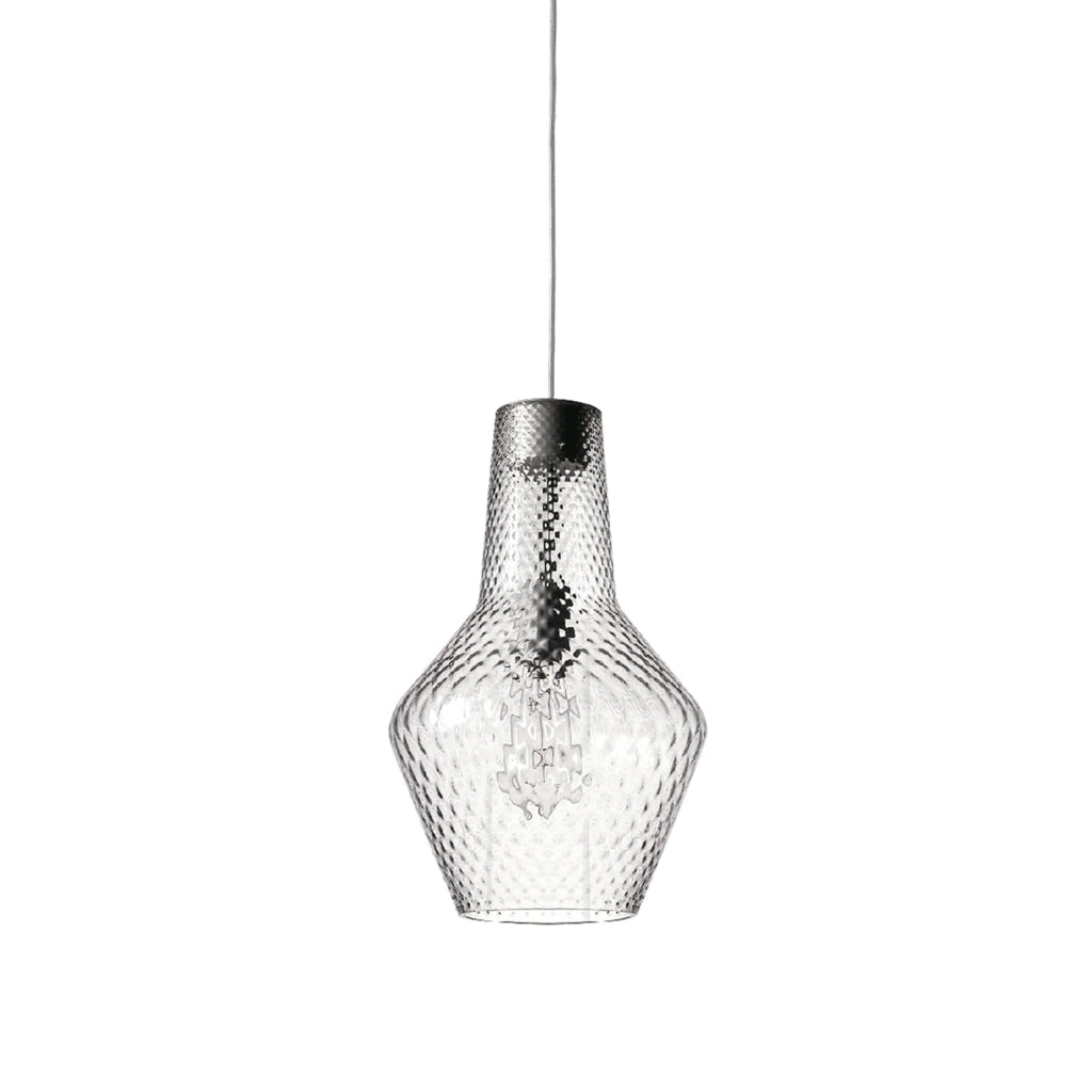Romeo sospensione ø.250x3180mm. 1xe27 70w hs-ip20-ver.grigio, vtr.trasp.