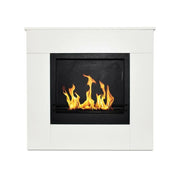 Camino a bioetanolo Amaseno, Caminetto ecologico, Focolare senza fumo, Riscaldatore ad etanolo, Made in Italy, 96x36 h90 cm, Bianco