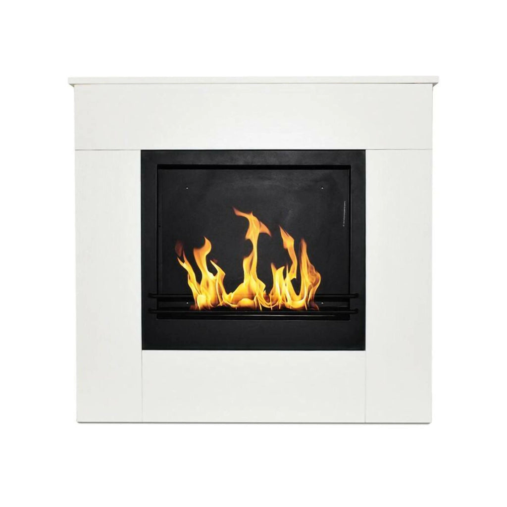Camino a bioetanolo Amaseno, Caminetto ecologico, Focolare senza fumo, Riscaldatore ad etanolo, Made in Italy, 96x36 h90 cm, Bianco