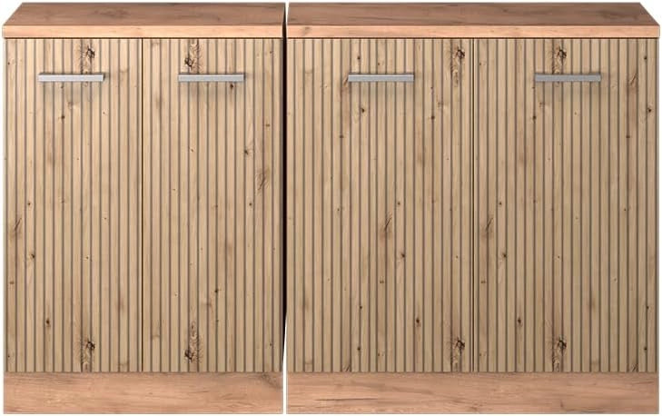 Set di mobili sottotetto Rion, Rovere artigianale, 140 cm Set di 2 carcasse armadio profondità 60 cm, adatto per il salvaspazio sotto tetti spioventi