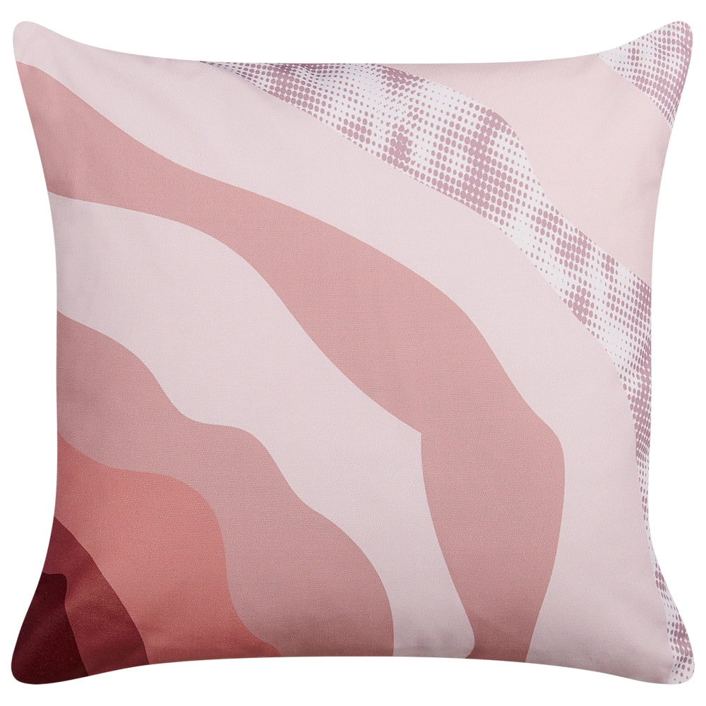 Set di 2 cuscini da giardino per esterni in poliestere con motivo astratto rosa 45 x 45 cm fodere resistenti all'acqua