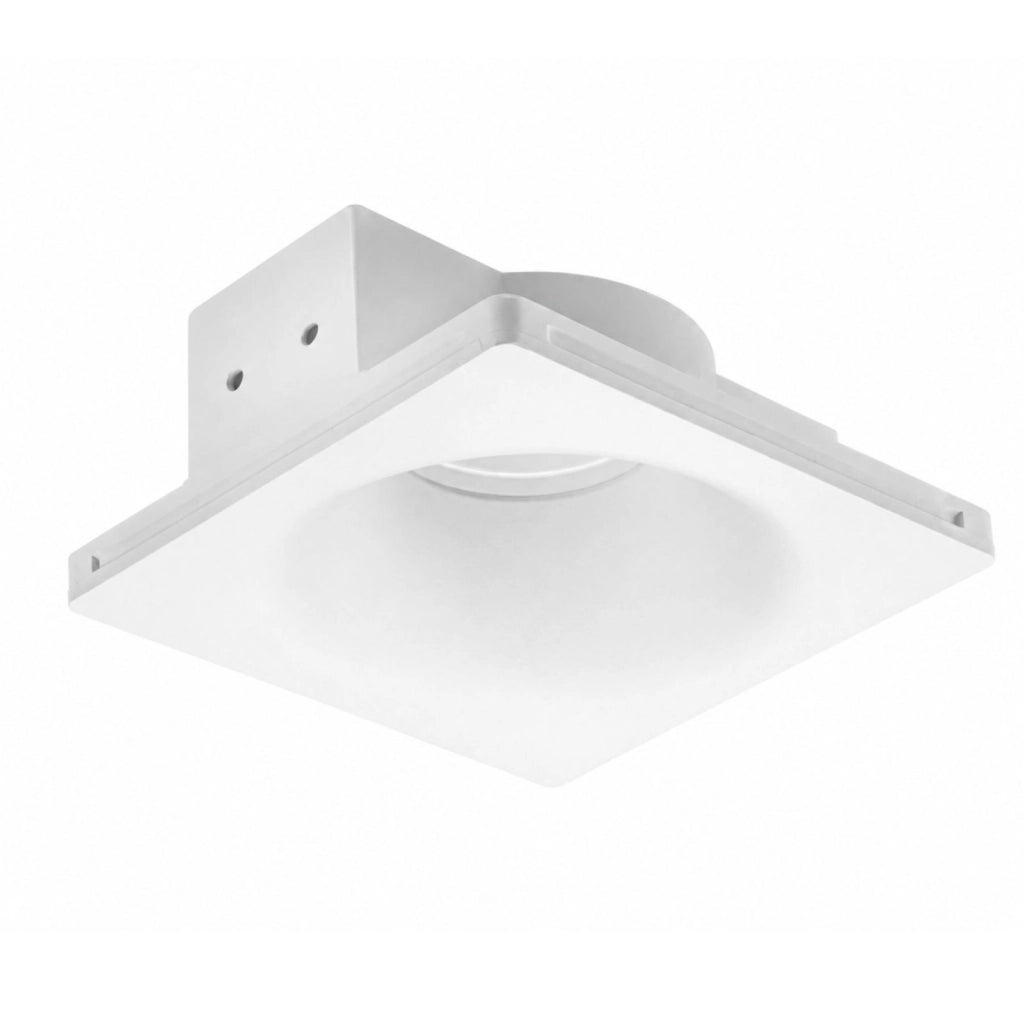 Portafaretto In Gesso Da Incasso, Quadrato 120X120X45mm, Bianco Verniciabile Portalampada GU10 e Connettore Fast Incluso