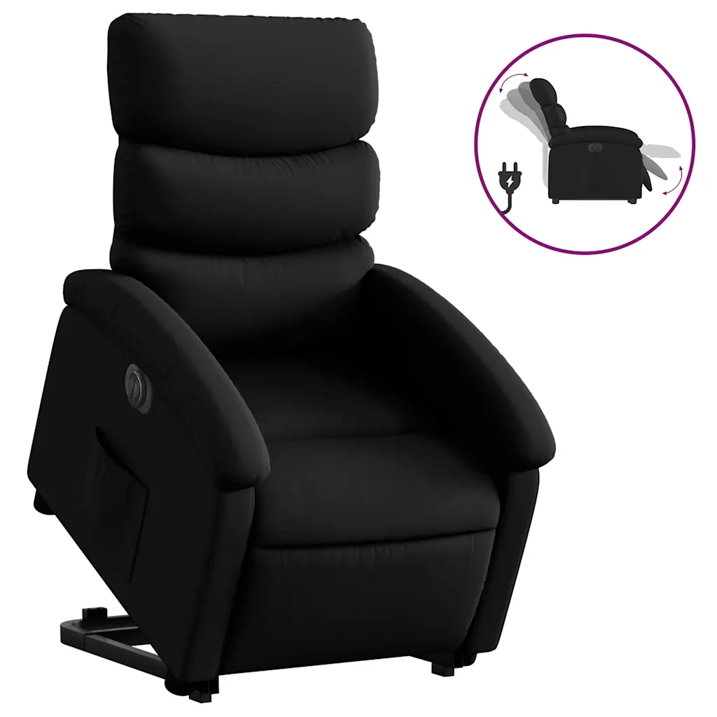 Poltrona | Sedia Relax Alzapersona Reclinabile Elettrica Nera in Similpelle
