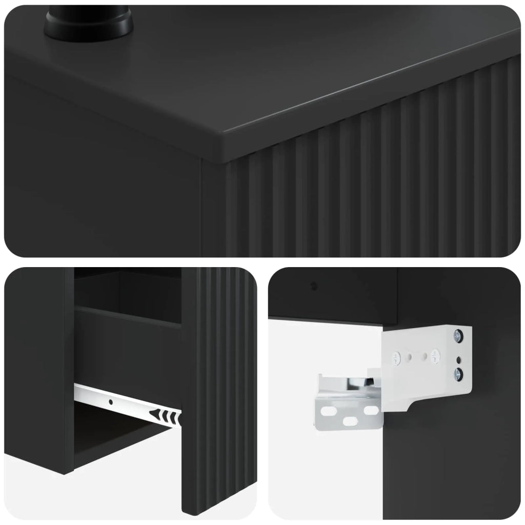 Set di mobili per il bagno 3 pz Nero Legno ingegnerizzato 3405598