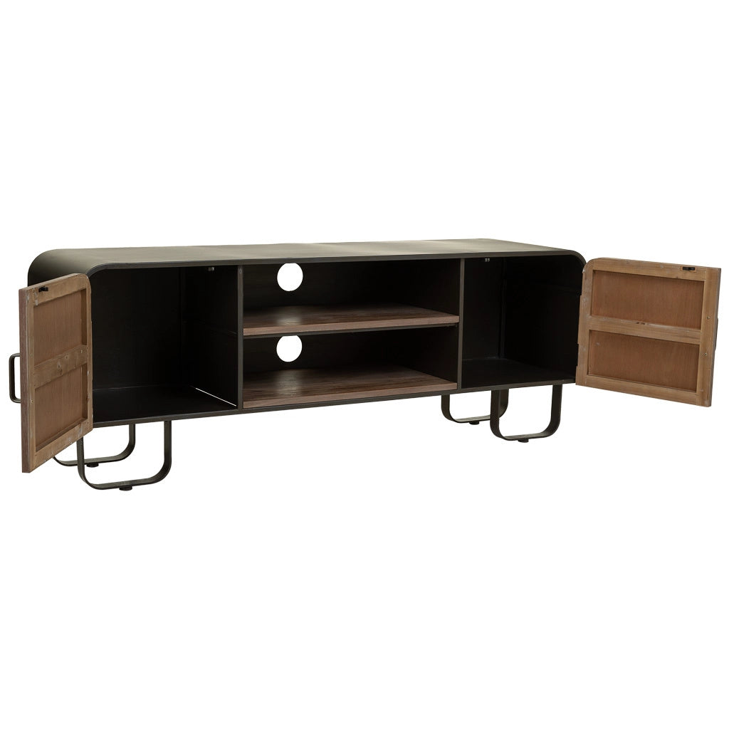 Mobile basso in legno e metallo nero 150x42x58h cm