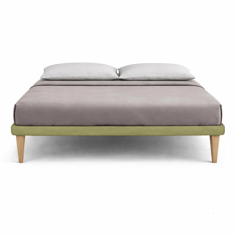 Letto imbottito Matrimoniale 180x190 cm Tessis - Con rete,Microfibra,Tè verde