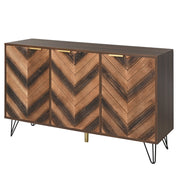 Credenza con 3 Ante e Ripiani interni; per Soggiorno o Sala da Pranzo; in Pannelli di particelle; 120×38×76.5 cm; Naturale