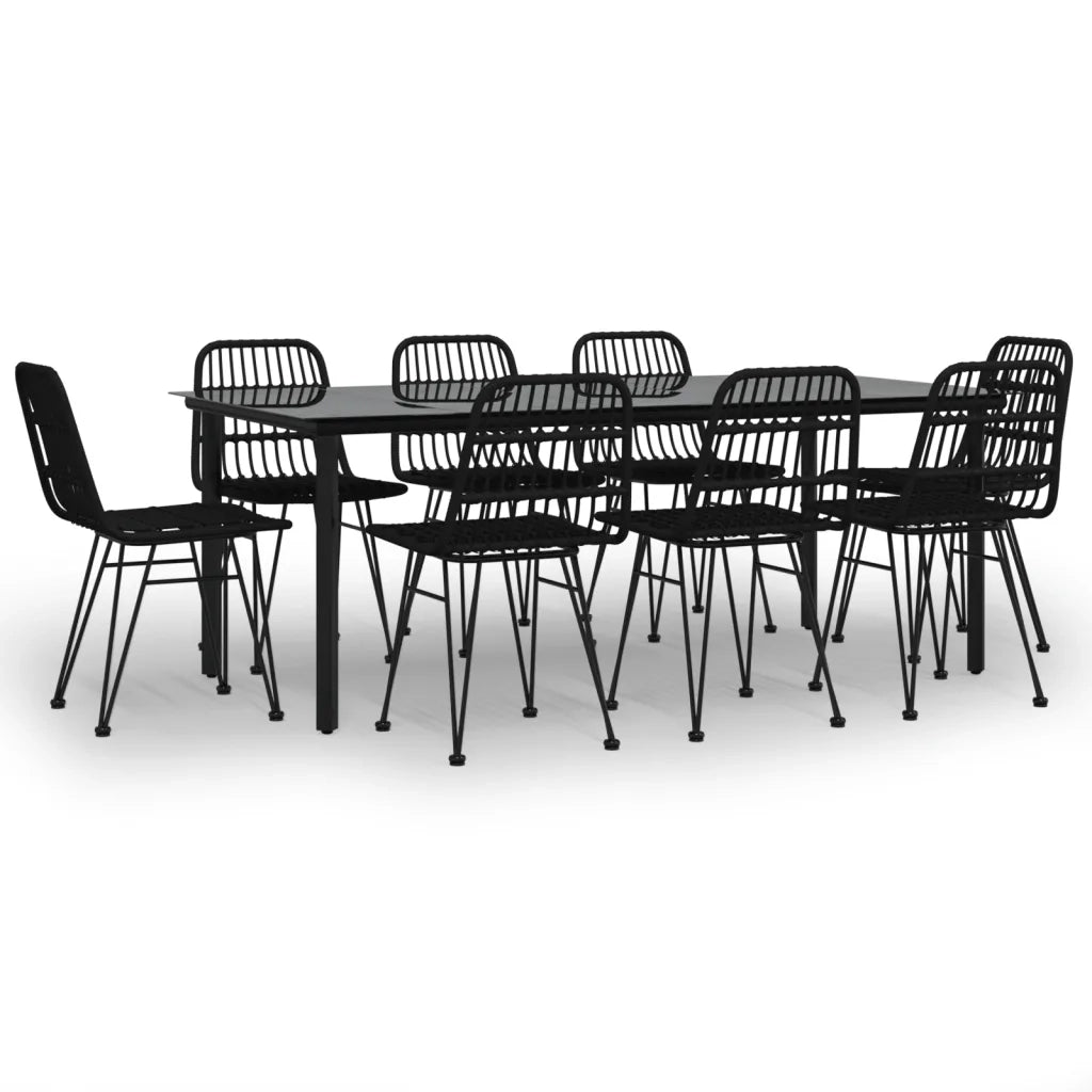 Set da Pranzo da Giardino 9 pz Nero in Polyrattan cod mxl 35600