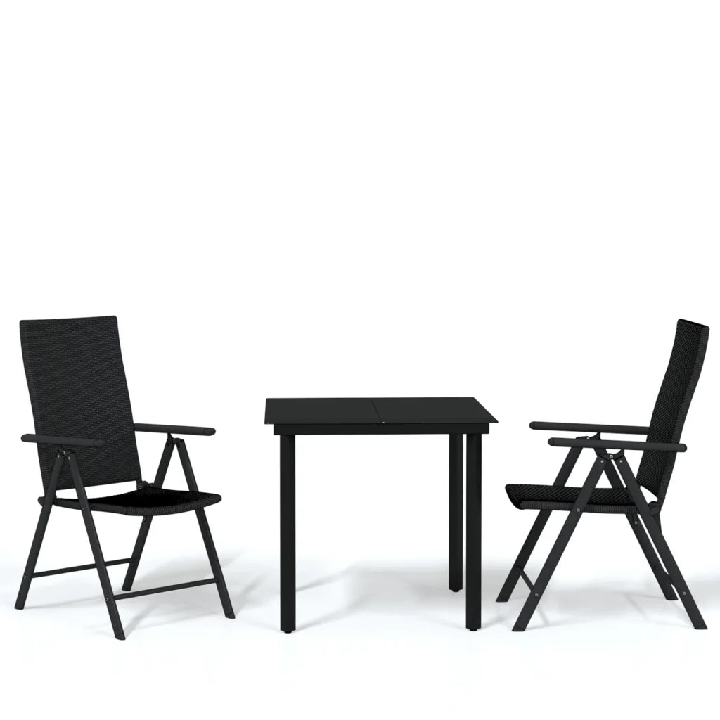 Set Mobili da Pranzo per Giardino 3 pz | Set Salotto da Giardino Nero