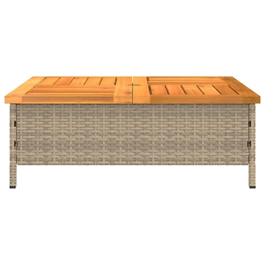 Tavolo da Giardino | Tavolino da esterno Beige 70x70x25cm in Rattan e Legno di Acacia