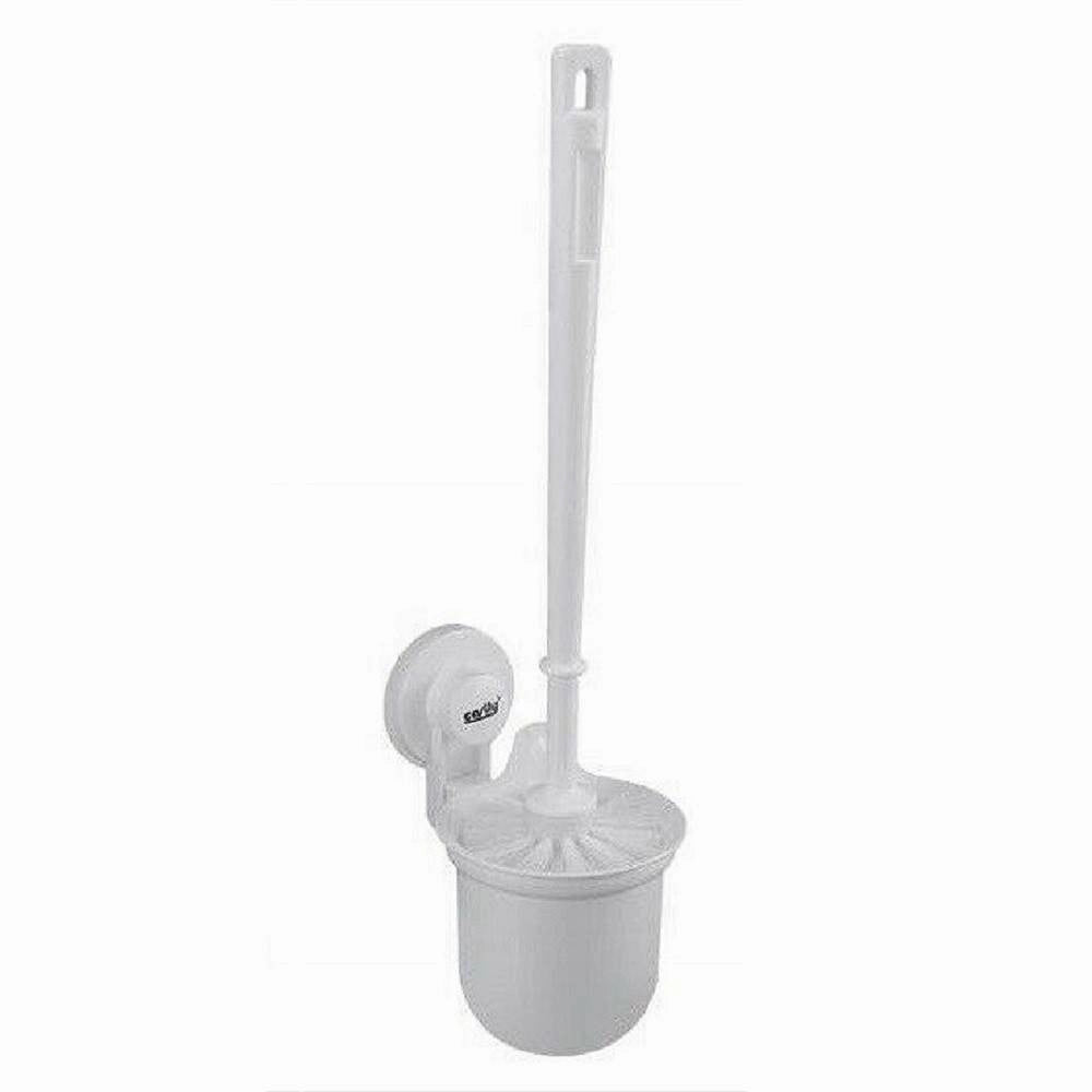 Trade Shop - Porta Scopino Wc A Parete Con Ventosa Scopino Bianco Accessori Da Bagno 59548 -