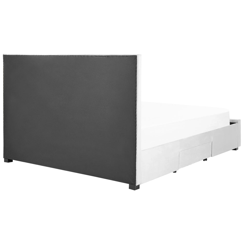 Letto contenitore tappezzeria in velluto grigio chiaro 180 x 200 cm trapuntato testiera alta cassetti Glam Design