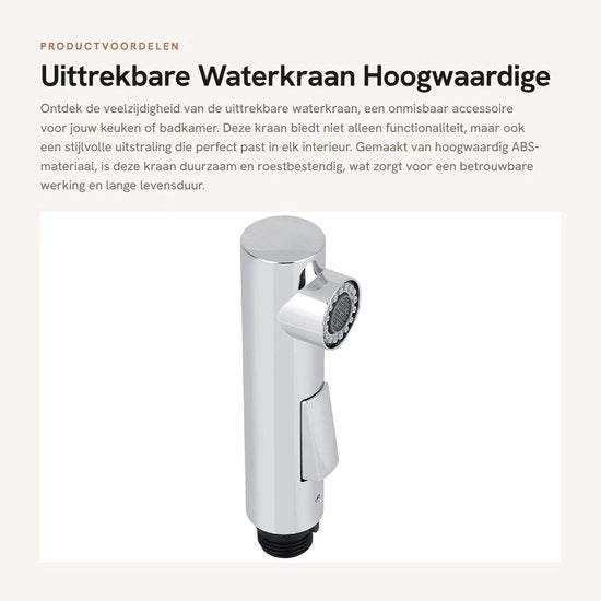 Rubinetto di alta qualità - Estensibile tubo da doccia - Resistente alla corrosione - Facile da installare - Adatto per cucina/bagno - Materiale ABS duraturo - Maniglione