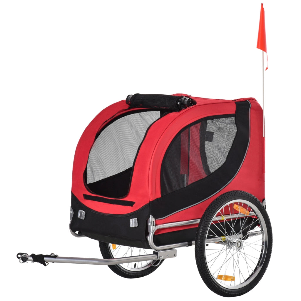 Rimorchio Bicicletta per Cani ¨C zephmum ¨C Rosso Nero 130x73x90 cm