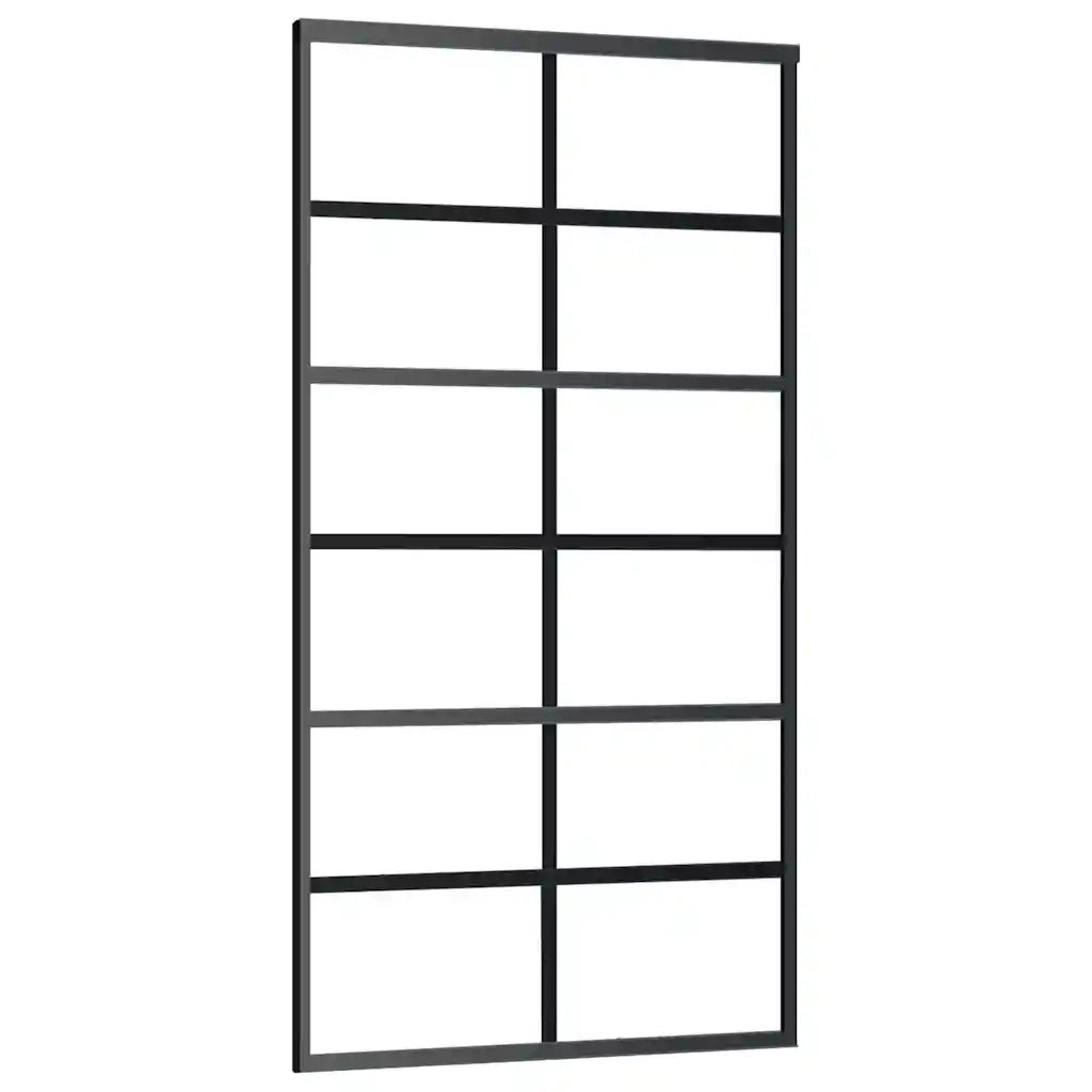 Porta Scorrevole con Ferramenta Nera 102x205 cm in Vetro ESG 3375852
