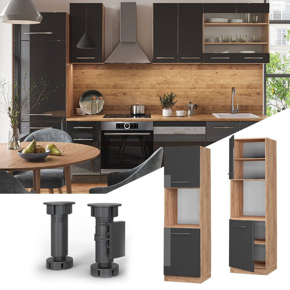 Vicco Mobile per forno da incasso Antracite lucido 60 cm aperto