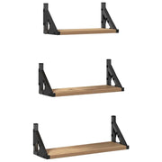 3 pz Scaffale da parete | Ripiano a parete | Mensola a parete Montaggio a parete Quercia Fumosa
