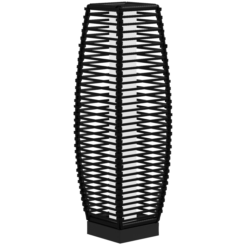 Lampada Solare da Giardino in Acciaio e Rattan ¨C Zephmum ¨C Nero 20x20x68 cm