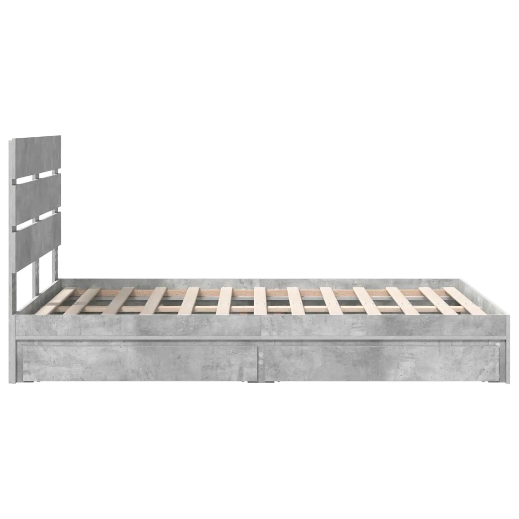 Letto con Contenitore con testiera Grigio cemento 135 x 190 cm 3411905