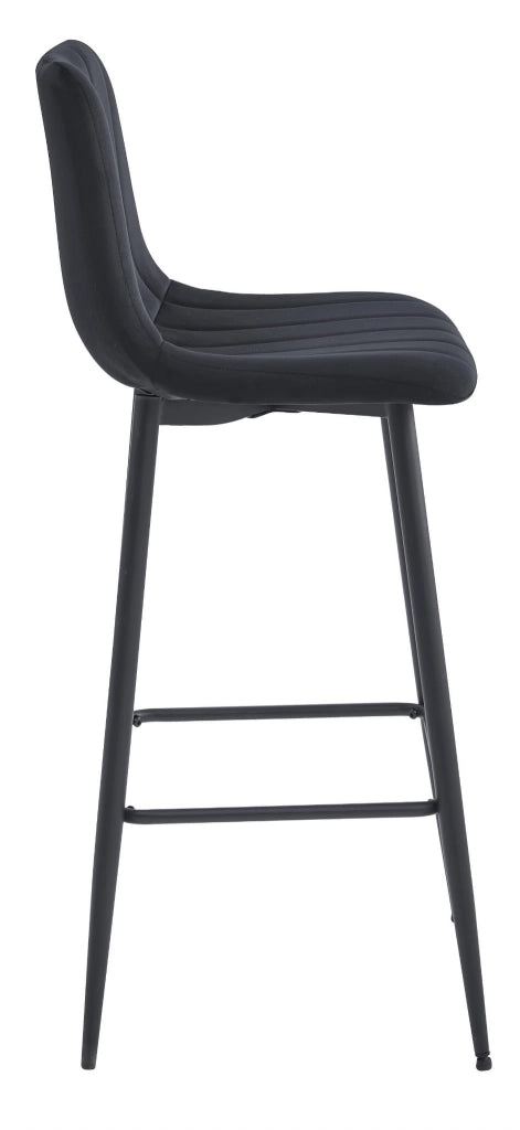 Sgabello Valora POZZA in velluto nero dal design ergonomico per cucina x4