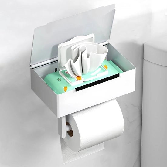 Supporto per carta igienica in acciaio inossidabile, supporto per carta igienica autofissante o adesivo, supporto per carta igienica per bagno cucina (bianco, stile A)