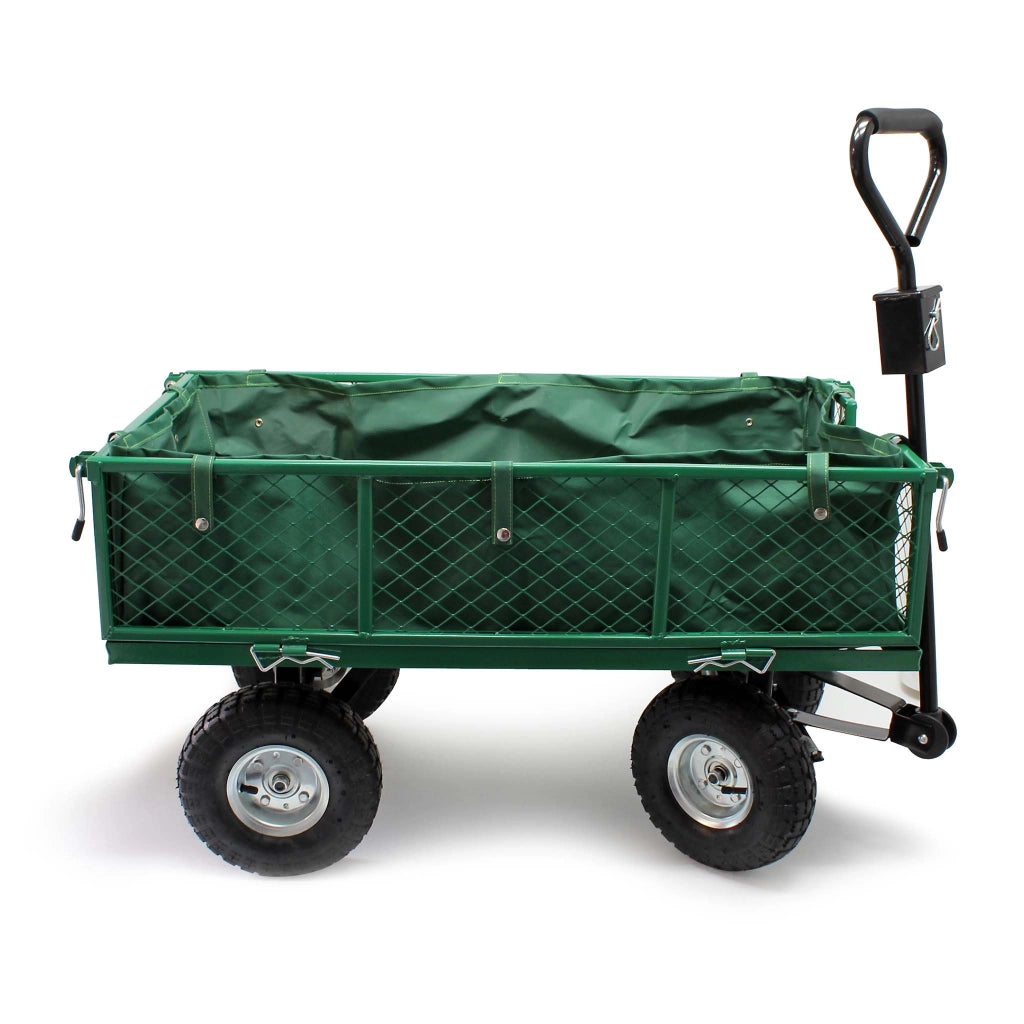Carrello da trasporto con sponde ribaltabili max 300 kg, incl.telone, per giardino campagna