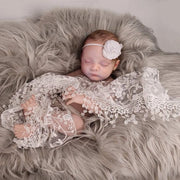 Set di Fotografia per Neonati - 3 pezzi di Accessori per Foto di Bambini con Coperta Plush, Sciarpa e Benda per la Testa