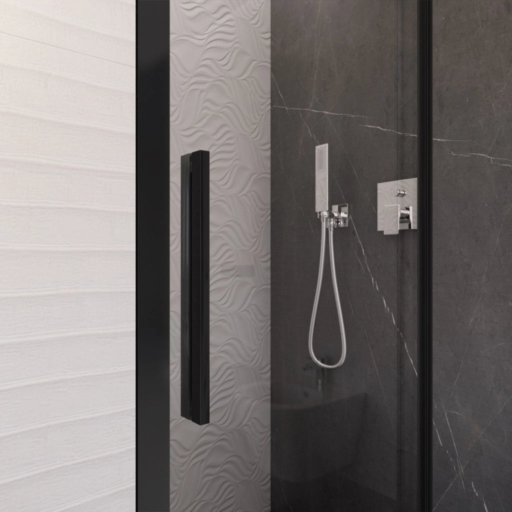 Box doccia tre lati con profili neri scorrevole anticalcare 195 lagoa, misura 70x120x70