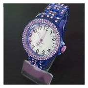 Trade Shop - Orologio Da Polso Brillantato Donna Analogico Quarzo Moderno Fashion Blu -
