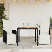 Set BistrÃ² da Giardino 3 pz con Cuscini in Polyrattan Nero