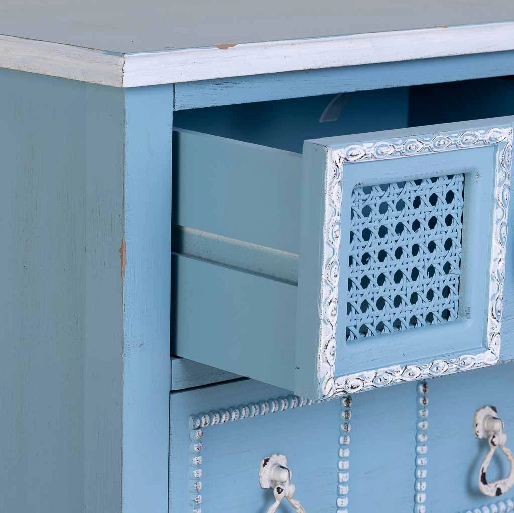 Comodino in legno laccato blu 46x32x52h cm