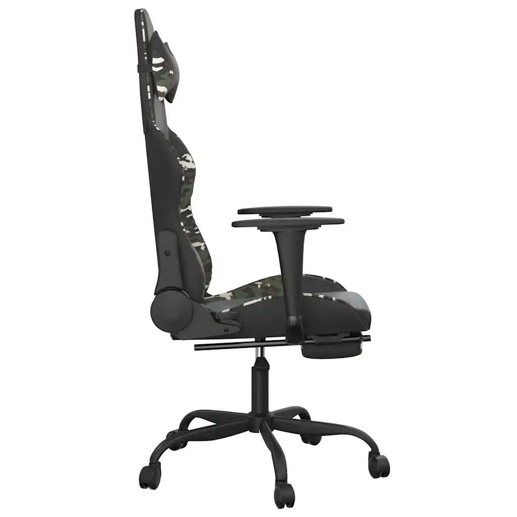 Sedia Gaming | Sedia da e-sports Massaggio Poggiapiedi Nero e Mimetico Similpelle