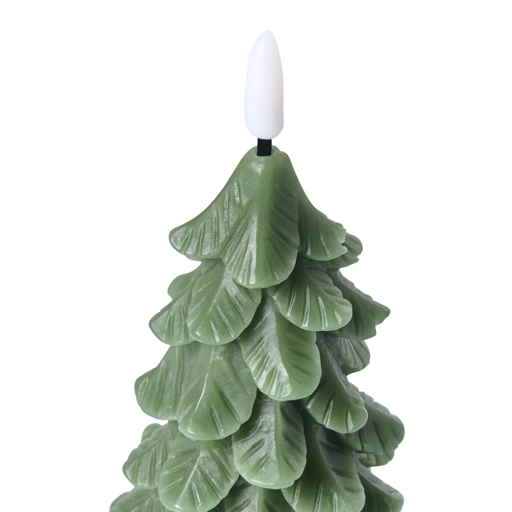 Set di 3 decorazioni natalizie LED per interni per alberi di Natale Candele decorative in paraffina verde