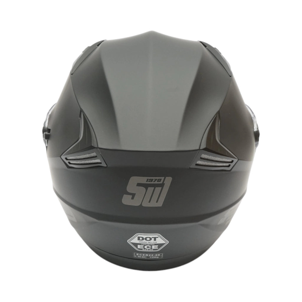 Casco da moto jet nero, modello urbano con visiera trasparente e occhiali da sole, taglia L