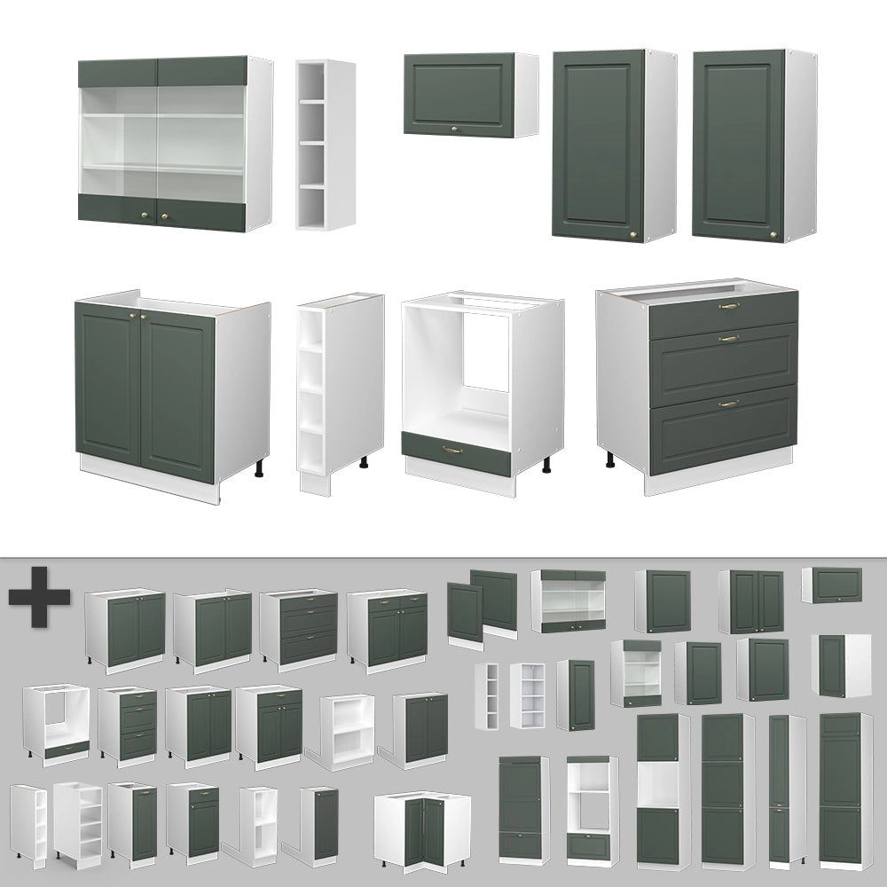 Vicco Cucina componibile Verde-oro Country House/Bianco 235 cm , PL Rovere