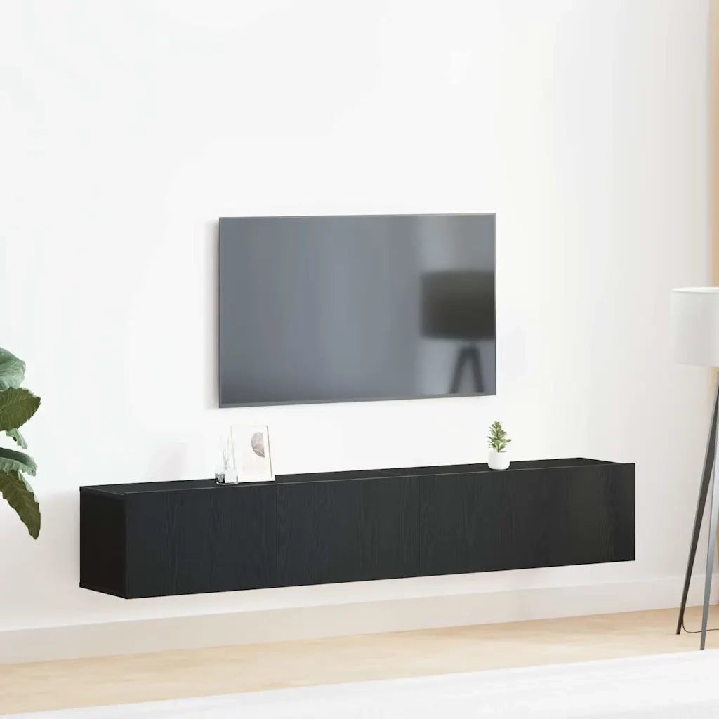 Set mobile TV 2 pcs Rovere Nero Legno multistrato 3333055
