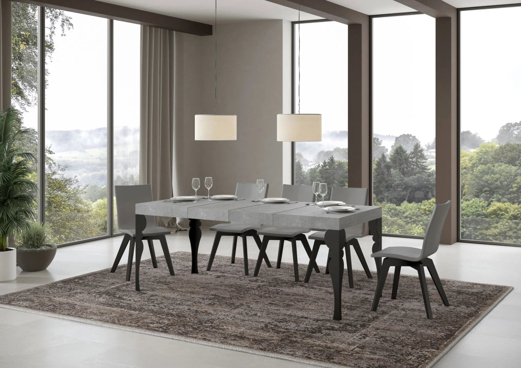 Tavolo allungabile 140/400x90 cm Paxon Premium cemento gambe antracite
