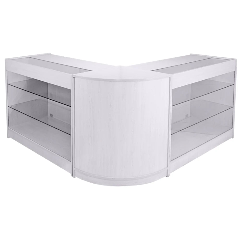 Set Capricorn con 3 Banconi da Negozio e Reception Bianco Brillante Elegante