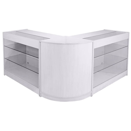 Set Capricorn con 3 Banconi da Negozio e Reception Bianco Brillante Elegante