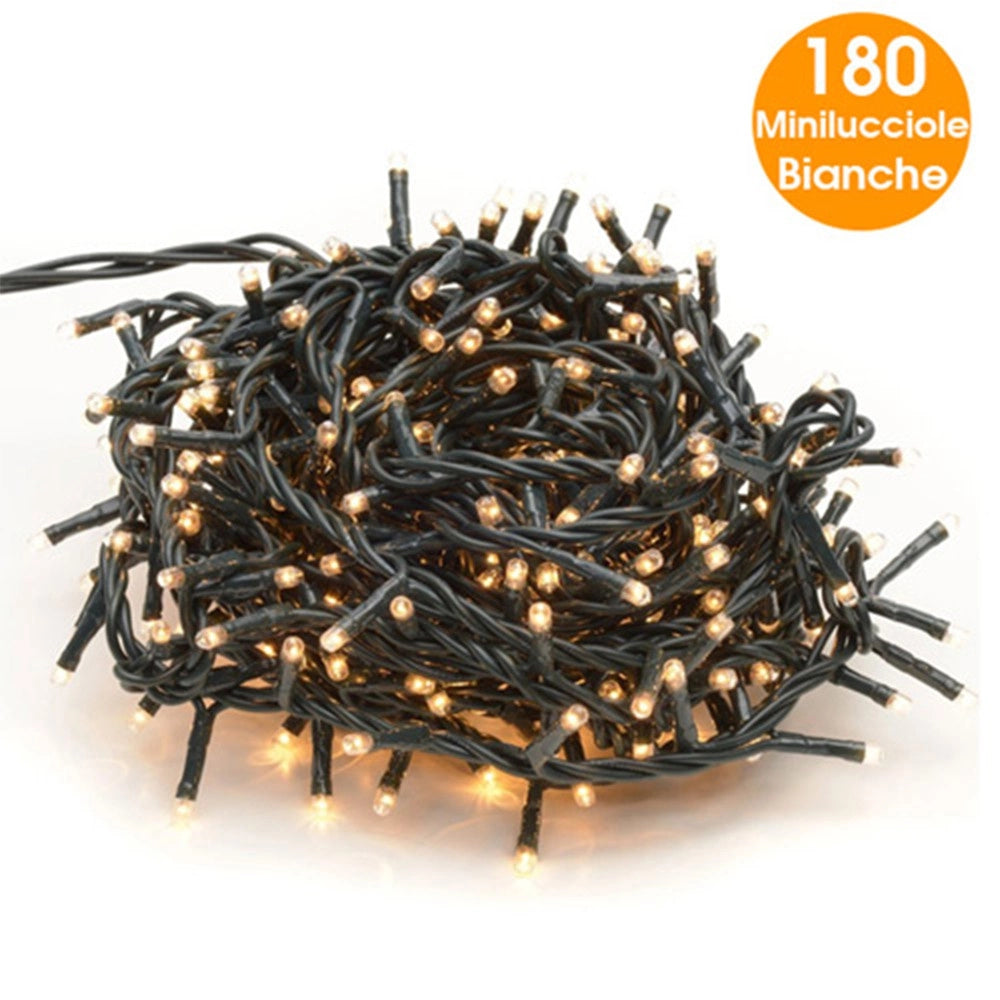 Trade Shop - Catena Luminosa Mini Lucciole 180 Lampadine Bianche Luci Albero Natale Addobbi -
