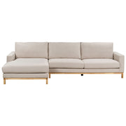Divano angolare destro Tappezzeria in poliestere beige Gambe in legno Elegante